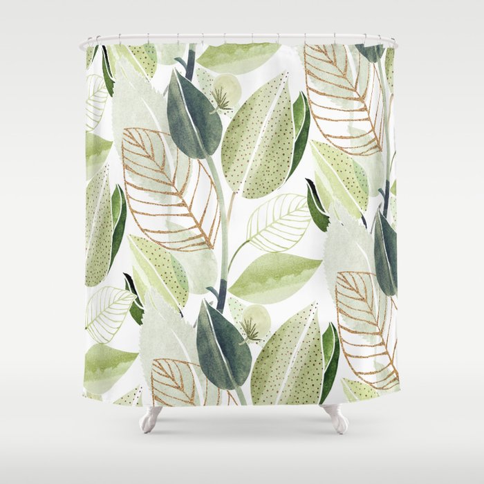 Botanical Collage Shower Curtain Gallery Image 1