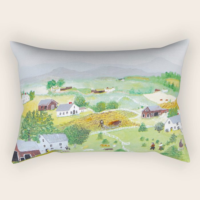 Anna Mary Robertson 'Grandma' Moses Mountains American Folk Art Rectangular Pillow Gallery Image 2
