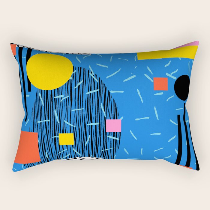 Crank - 80s retro throwback minimal abstract painting memphis style trendy vibes all day Rectangular Pillow Gallery Image 2