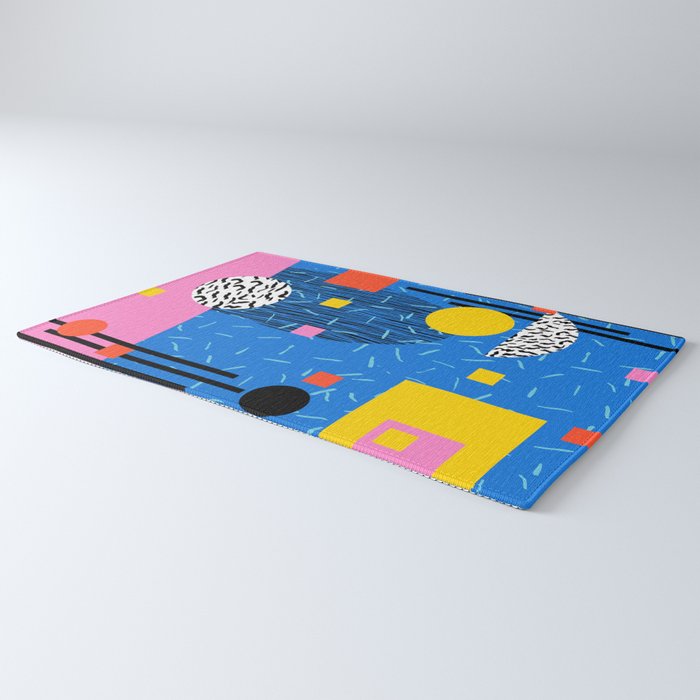 Crank - 80s retro throwback minimal abstract painting memphis style trendy vibes all day Rug Gallery Image 3