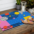 Crank - 80s retro throwback minimal abstract painting memphis style trendy vibes all day Outdoor Rug Gallery Image 2