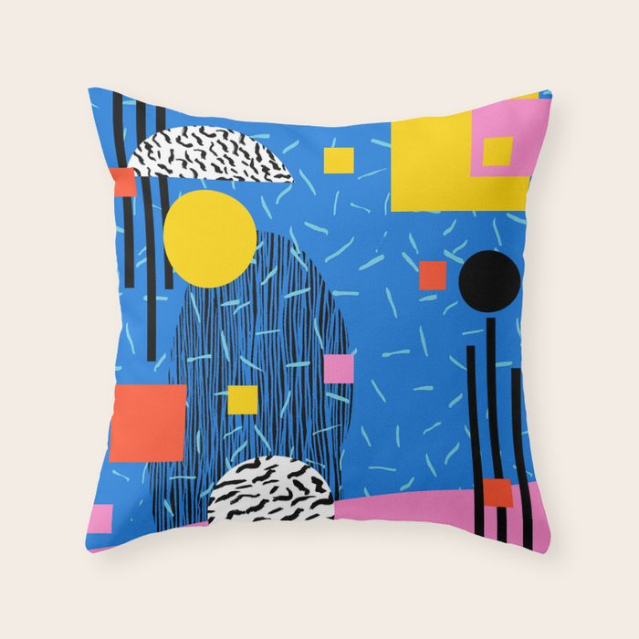 Crank - 80s retro throwback minimal abstract painting memphis style trendy vibes all day Throw Pillow Gallery Image 6