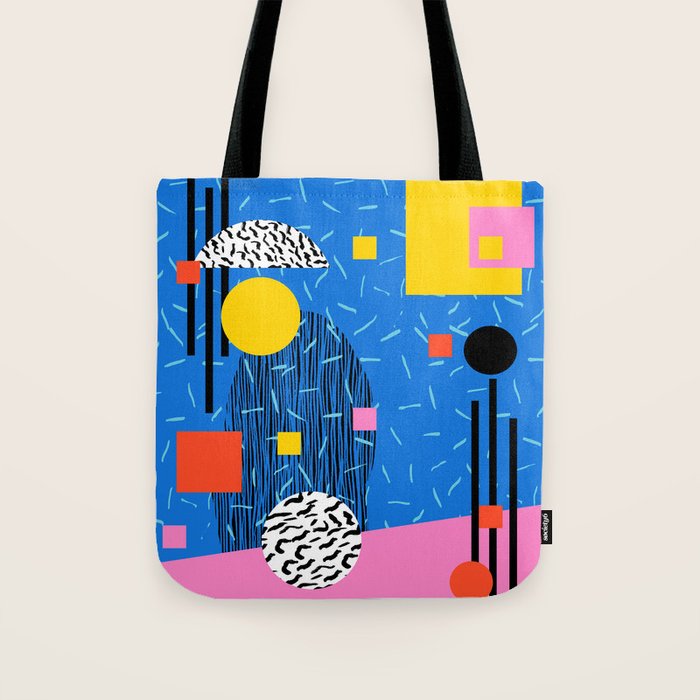 Crank - 80s retro throwback minimal abstract painting memphis style trendy vibes all day Tote Bag Gallery Image 1