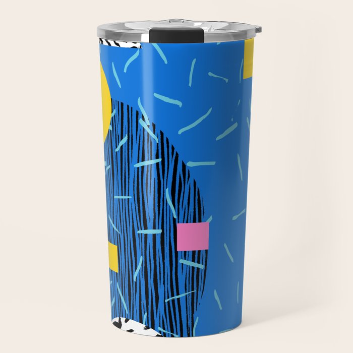 Crank - 80s retro throwback minimal abstract painting memphis style trendy vibes all day Travel Mug Gallery Image 1