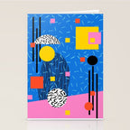 Crank - 80s retro throwback minimal abstract painting memphis style trendy vibes all day Stationery Card Gallery Image 2