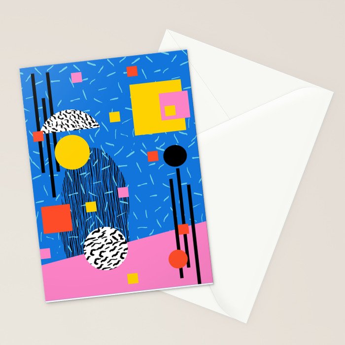 Crank - 80s retro throwback minimal abstract painting memphis style trendy vibes all day Stationery Card Gallery Image 2