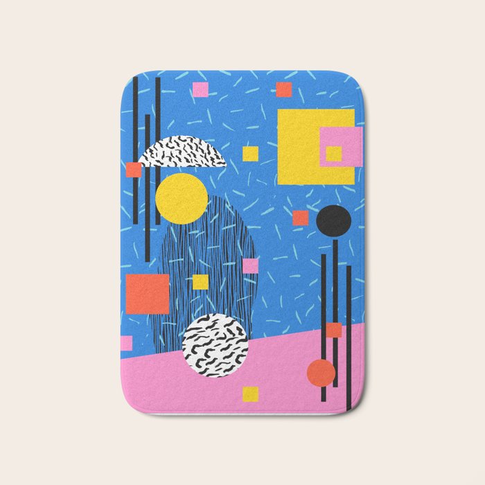 Crank - 80s retro throwback minimal abstract painting memphis style trendy vibes all day Bath Mat Gallery Image 1