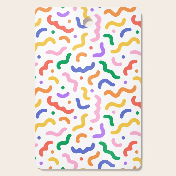 Fun colorful line doodle art pattern Cutting Board Gallery Image 1