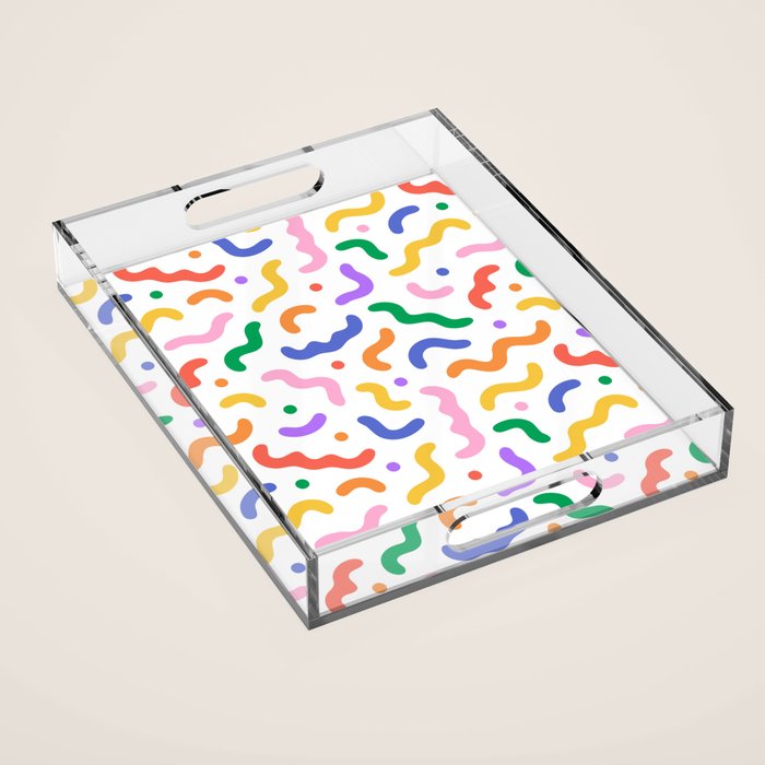 Fun colorful line doodle art pattern Acrylic Tray Gallery Image 1