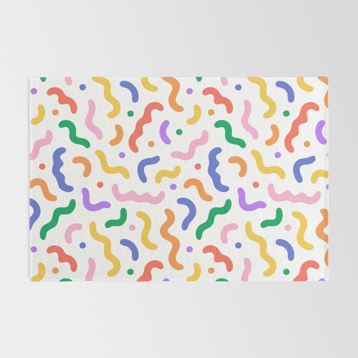 Fun colorful line doodle art pattern Rug Gallery Image 2