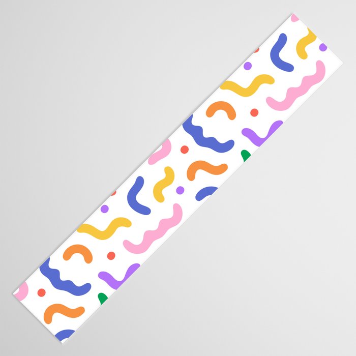 Fun colorful line doodle art pattern Table Runner Gallery Image 3