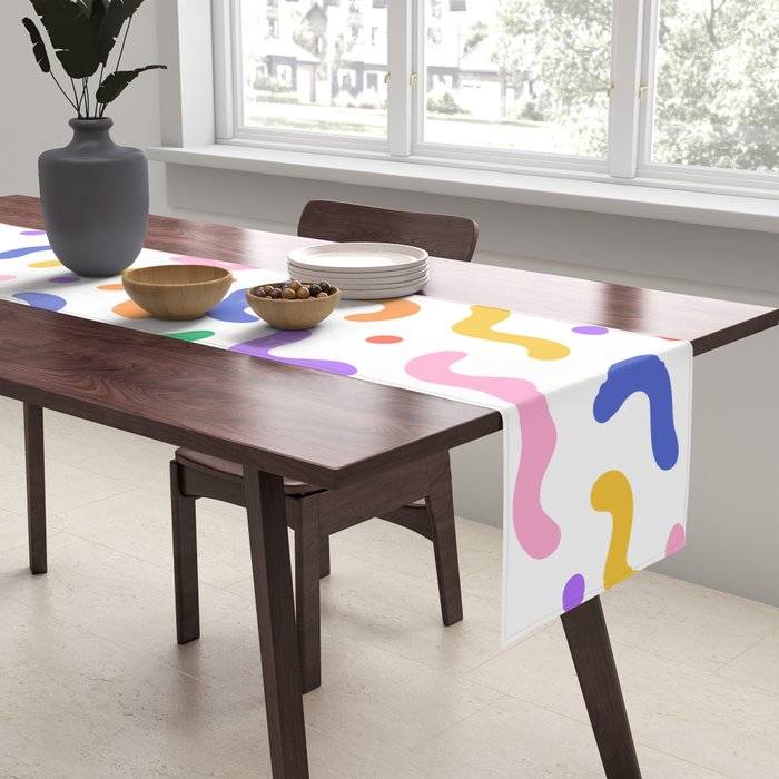 Fun colorful line doodle art pattern Table Runner Gallery Image 2