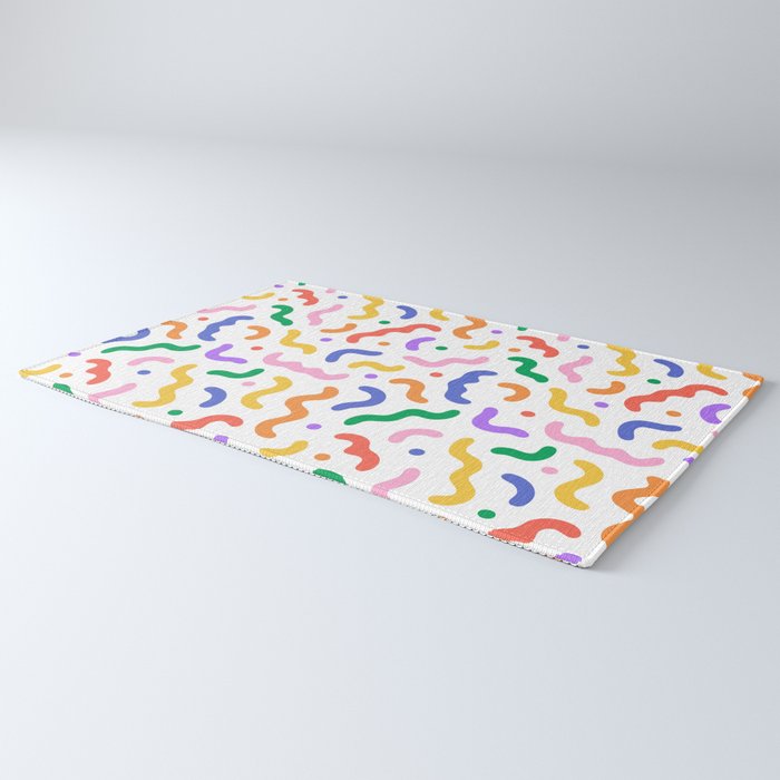 Fun colorful line doodle art pattern Rug Gallery Image 3
