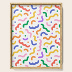 Fun colorful line doodle art pattern Serving Tray Gallery Image 1