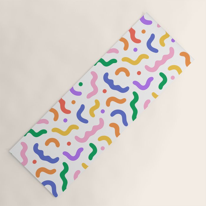 Fun colorful line doodle art pattern Yoga Mat Gallery Image 1