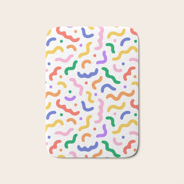 Fun colorful line doodle art pattern Bath Mat Gallery Image 1