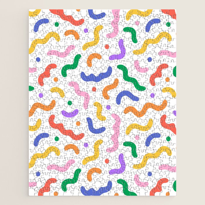 Fun colorful line doodle art pattern Jigsaw Puzzle Gallery Image 1