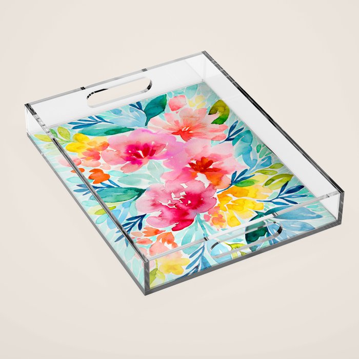 Neon Floral Acrylic Tray Gallery Image 1