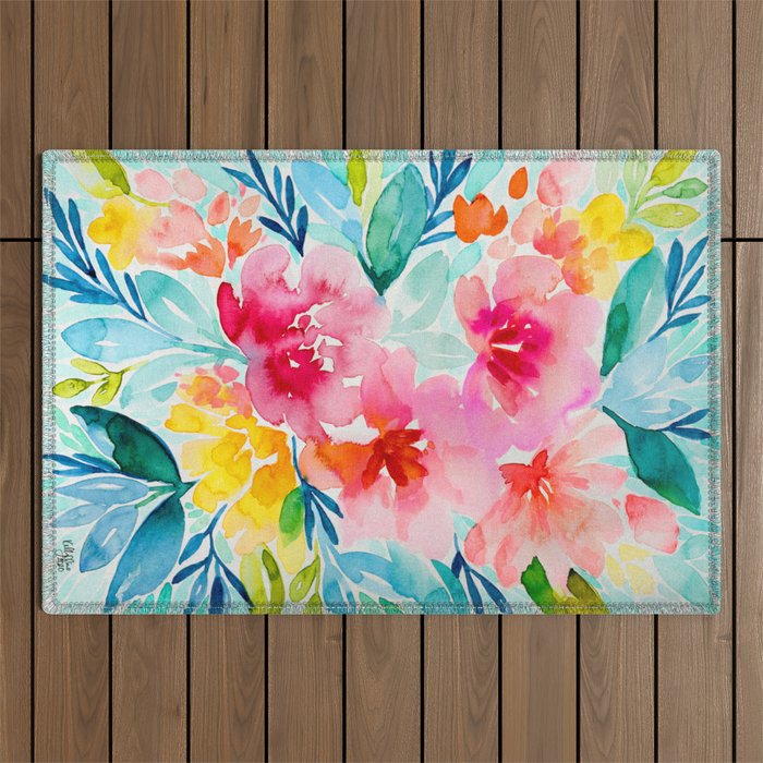 Neon Floral Outdoor Rug Gallery Image 1