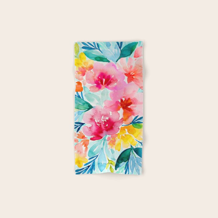 Neon Floral Bath Towel Gallery Image 1