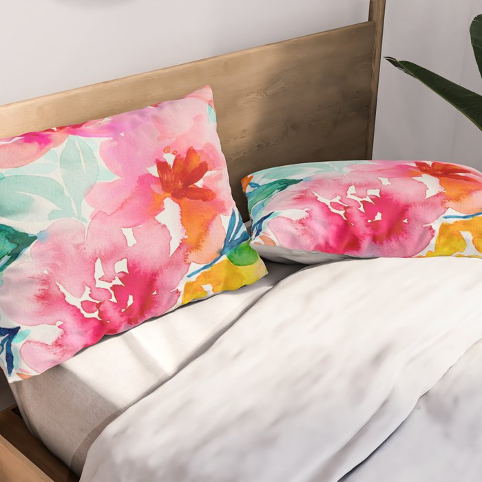 Neon Floral Pillow Sham Gallery Image 2