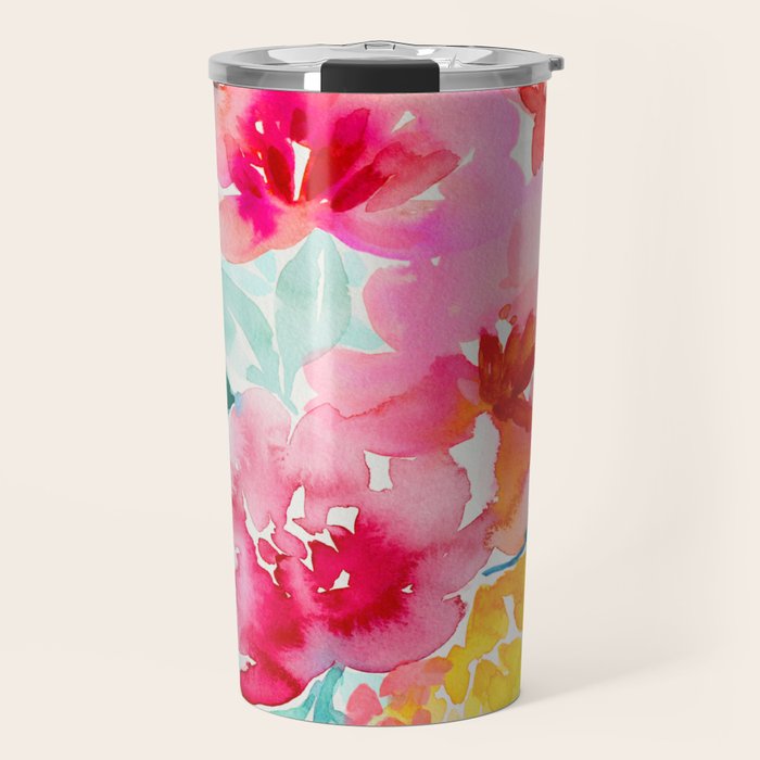 Neon Floral Travel Mug Gallery Image 1