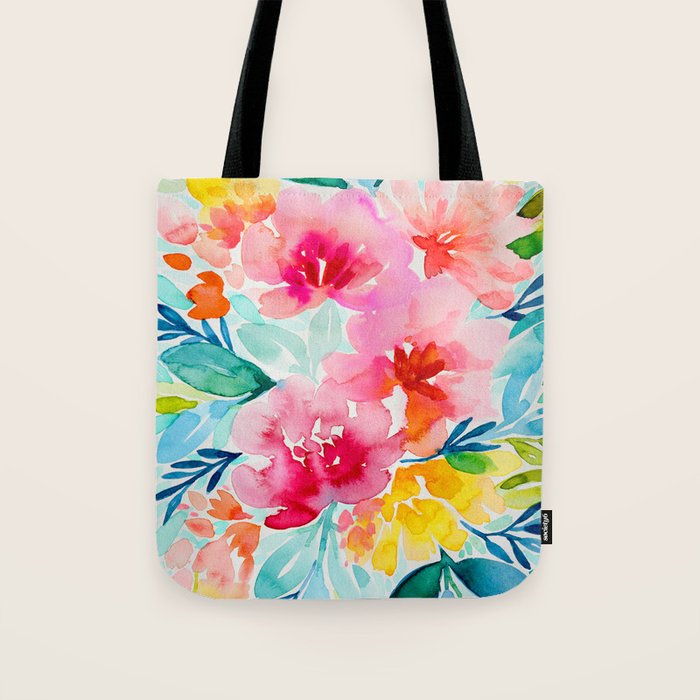 Neon Floral Tote Bag Gallery Image 1