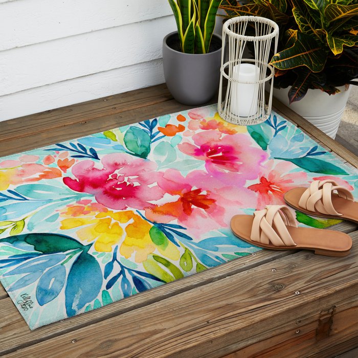 Neon Floral Outdoor Rug Gallery Image 2