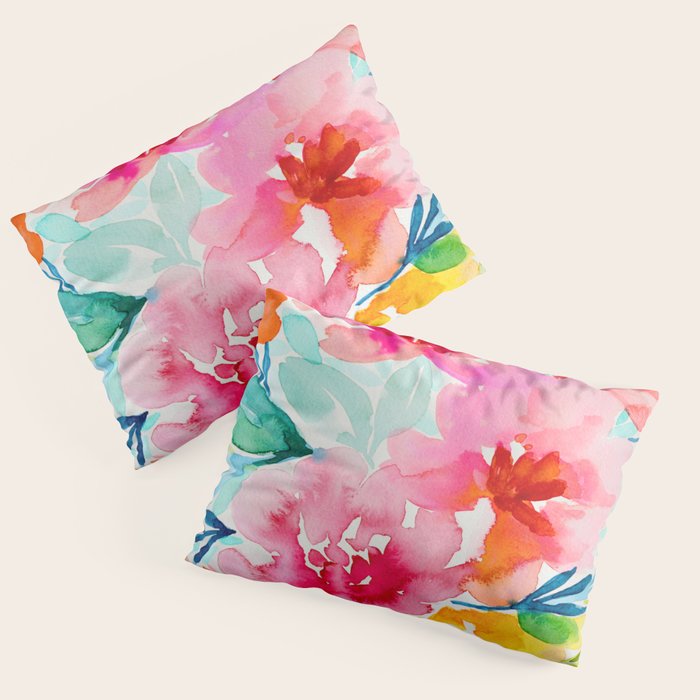 Neon Floral Pillow Sham