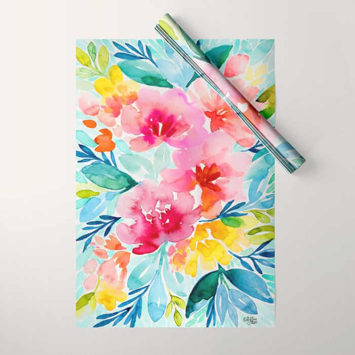 Neon Floral Wrapping Paper Gallery Image 1