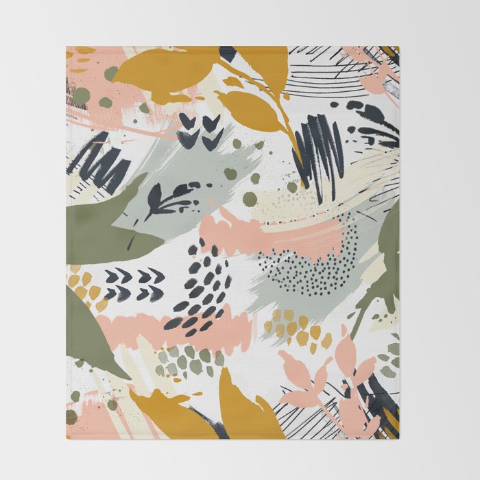 Abstract strokes still life Throw Blanket Gallery Image 2