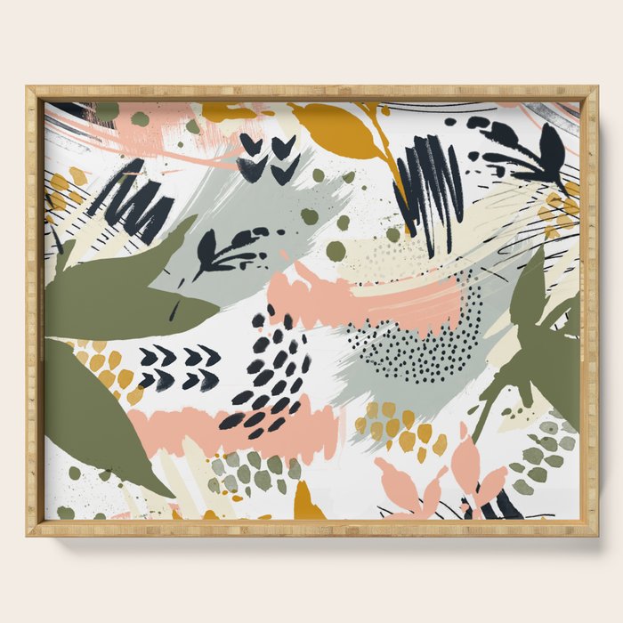 Abstract strokes still life Serving Tray Gallery Image 1
