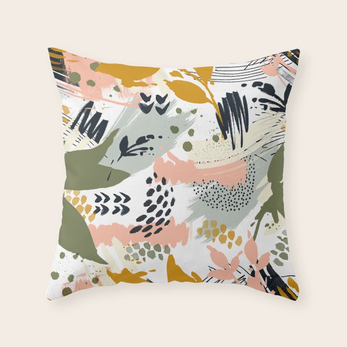 Abstract strokes still life Throw Pillow Gallery Image 1