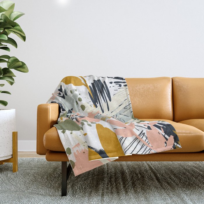 Abstract strokes still life Throw Blanket Gallery Image 1