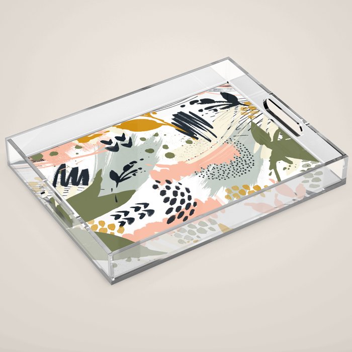 Abstract strokes still life Acrylic Tray Gallery Image 1