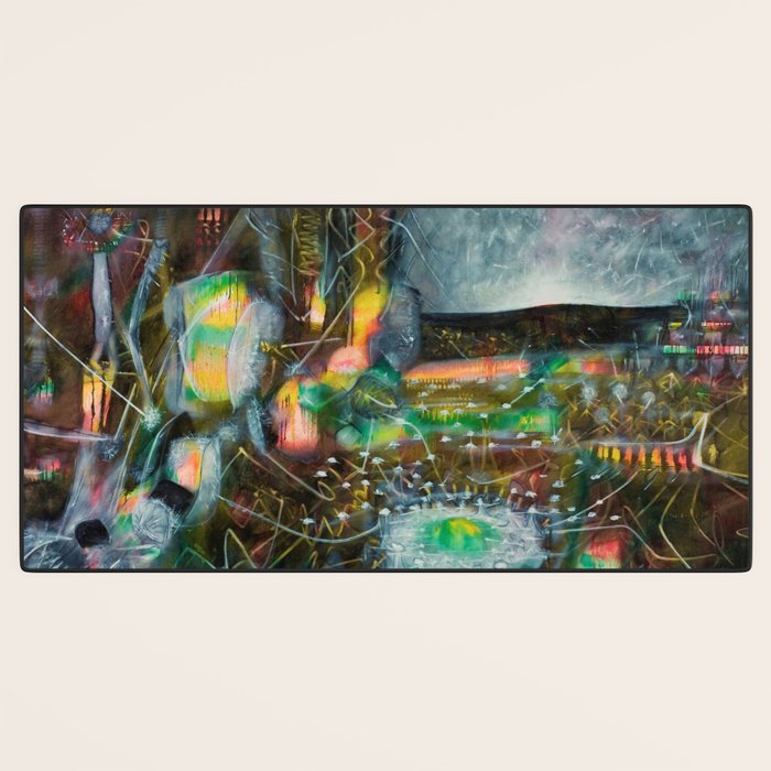 To Cover the Earth with a New Dew, Northern Lights fantastical landscape painting by Robert Matta Desk Mat Gallery Image 3