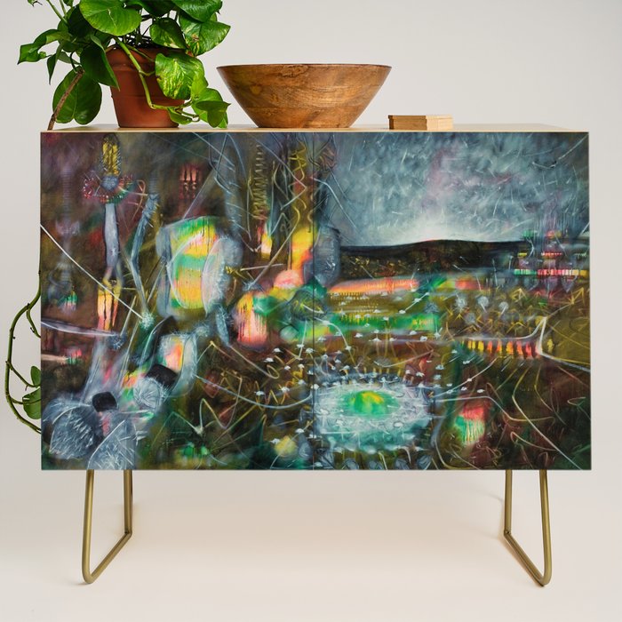 To Cover the Earth with a New Dew, Northern Lights fantastical landscape painting by Robert Matta Credenza Gallery Image 1