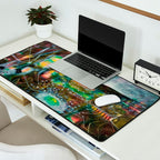 To Cover the Earth with a New Dew, Northern Lights fantastical landscape painting by Robert Matta Desk Mat Gallery Image 2