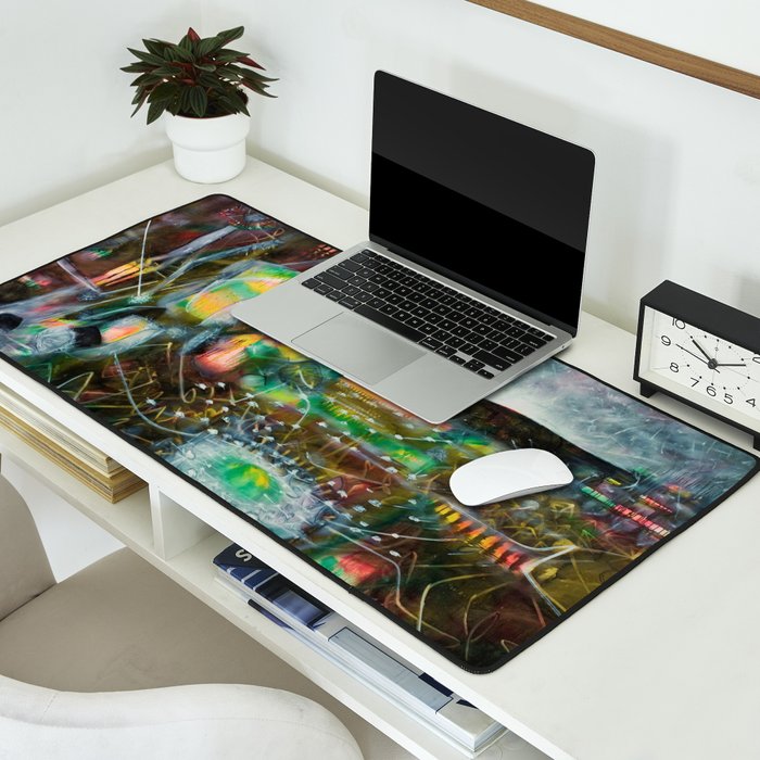 To Cover the Earth with a New Dew, Northern Lights fantastical landscape painting by Robert Matta Desk Mat Gallery Image 2