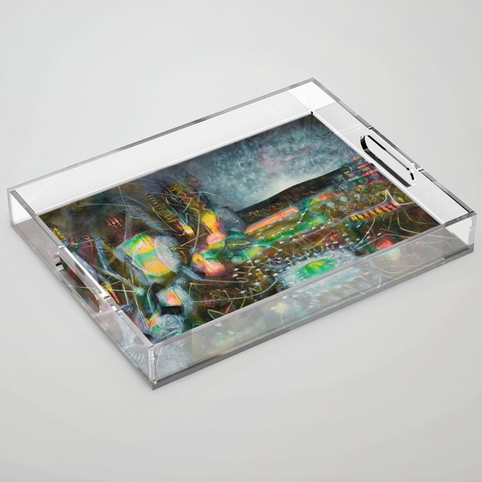 To Cover the Earth with a New Dew, Northern Lights fantastical landscape painting by Robert Matta Acrylic Tray Gallery Image 1