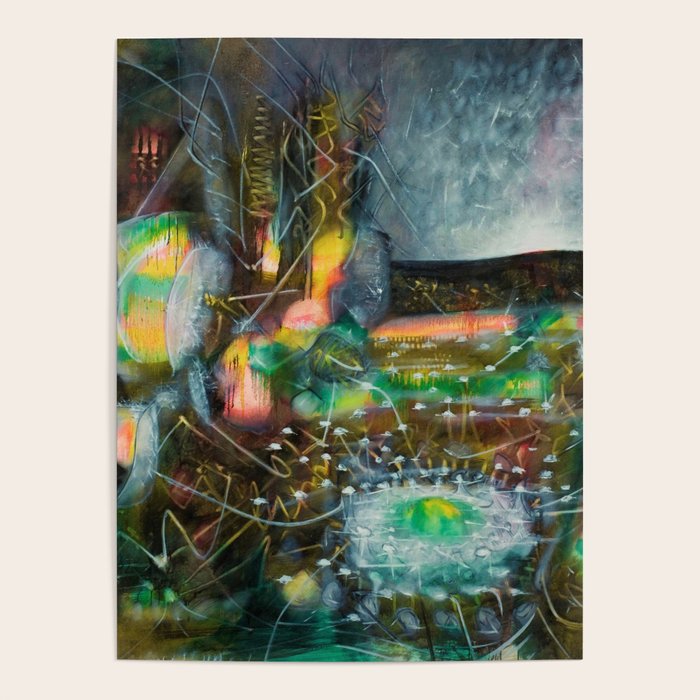 To Cover the Earth with a New Dew, Northern Lights fantastical landscape painting by Robert Matta Poster Gallery Image 1