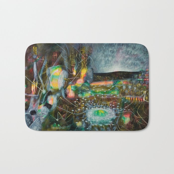 To Cover the Earth with a New Dew, Northern Lights fantastical landscape painting by Robert Matta Bath Mat Gallery Image 1