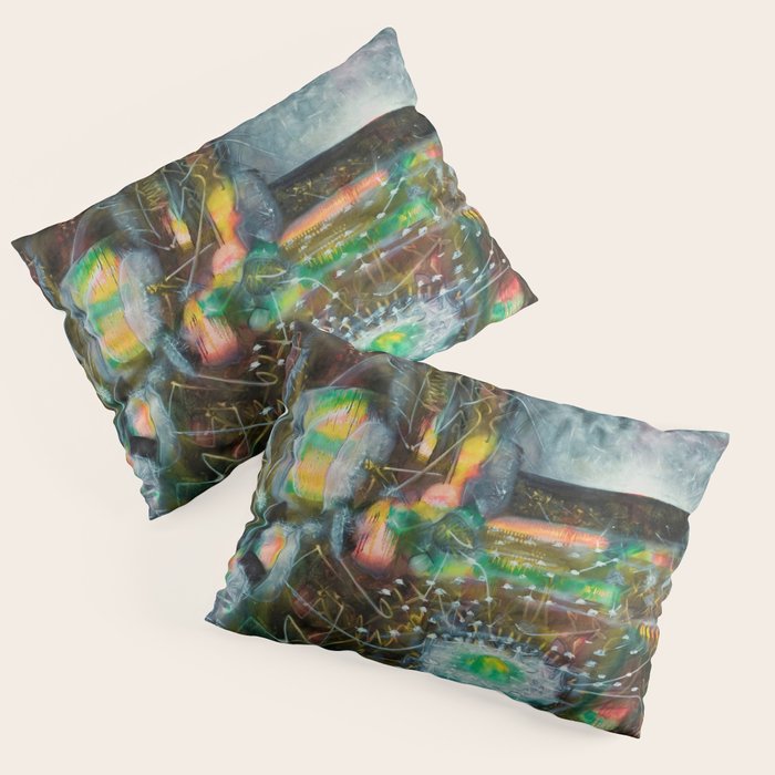 To Cover the Earth with a New Dew, Northern Lights fantastical landscape painting by Robert Matta Pillow Sham Gallery Image 1