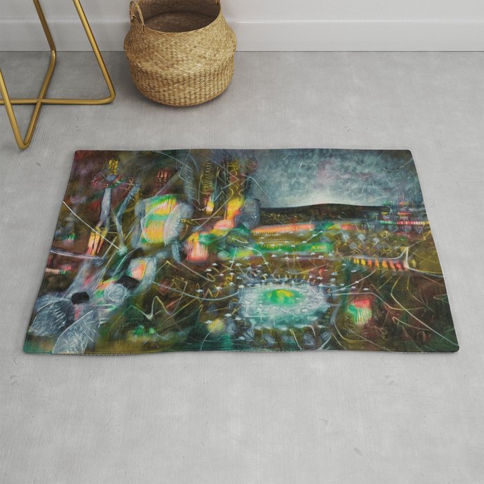 To Cover the Earth with a New Dew, Northern Lights fantastical landscape painting by Robert Matta Rug Gallery Image 1