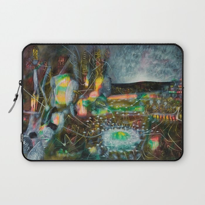 To Cover the Earth with a New Dew, Northern Lights fantastical landscape painting by Robert Matta Laptop Sleeve Gallery Image 1