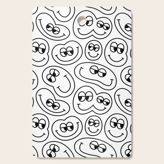 Funny happy face cartoon doodle pattern Cutting Board Gallery Image 1
