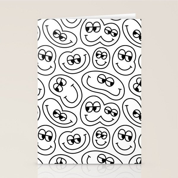Funny happy face cartoon doodle pattern Stationery Card Gallery Image 2