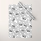 Funny happy face cartoon doodle pattern Wrapping Paper Gallery Image 1