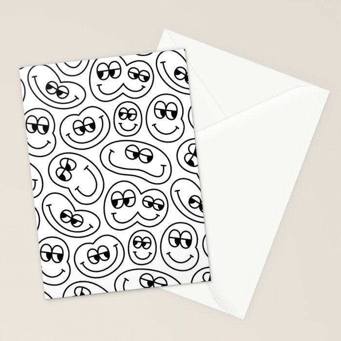 Funny happy face cartoon doodle pattern Stationery Card Gallery Image 2