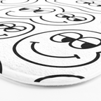 Funny happy face cartoon doodle pattern Bath Mat Gallery Image 3
